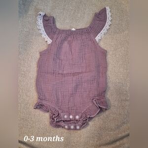 Purple Baby Romper with Lace Trim